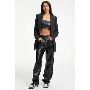 Good American Baggy Good 90s Faux Leather Pants Black Straight US 6 Waist 28 NWT